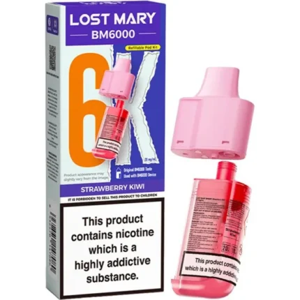 Strawberry Kiwi BM6000 Prefilled Pod & Refill by Lost Mary