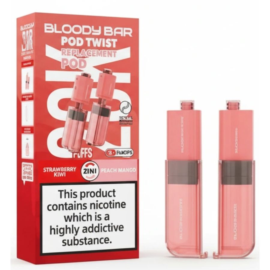 Strawberry Kiwi / Peach Mango Ultra Twist 20K Prefilled Pod & Refill by Bloody Bar