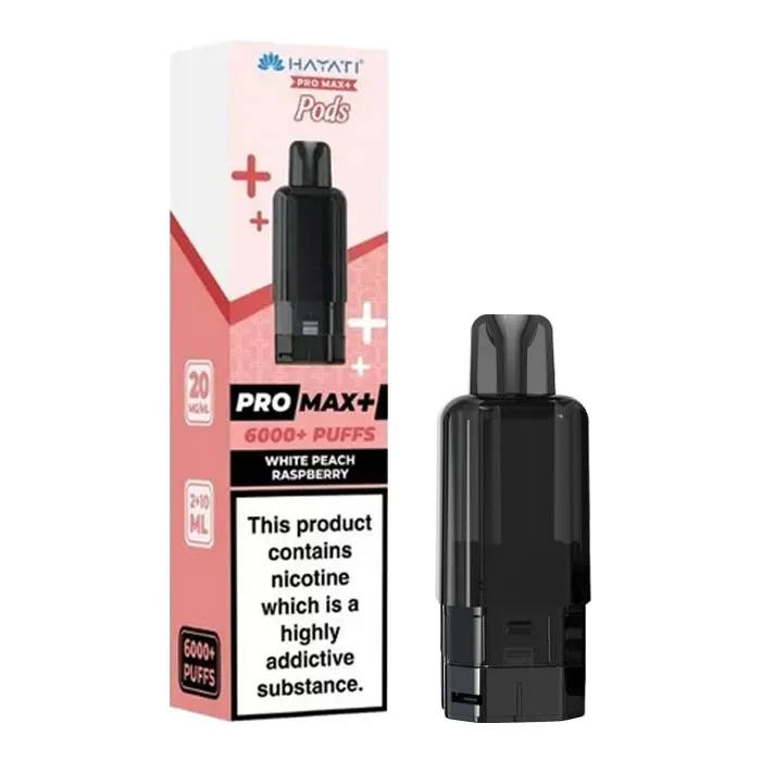 White Peach Raspberry Pro Max Plus 6000 Prefilled Pod & Refill by Hayati
