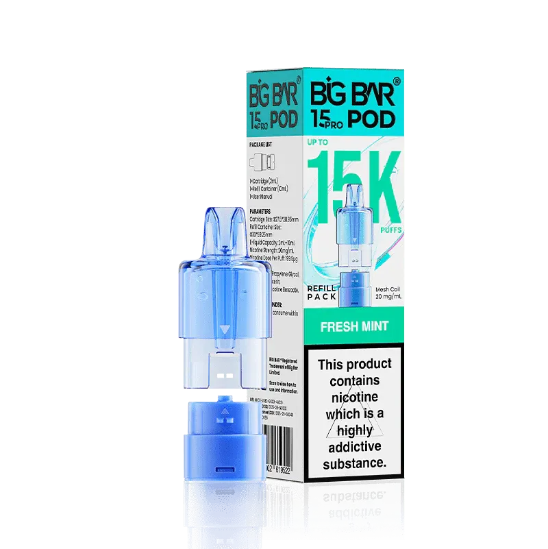 Fresh Mint 15K Pro Prefilled Pod & Refill by Big Bar