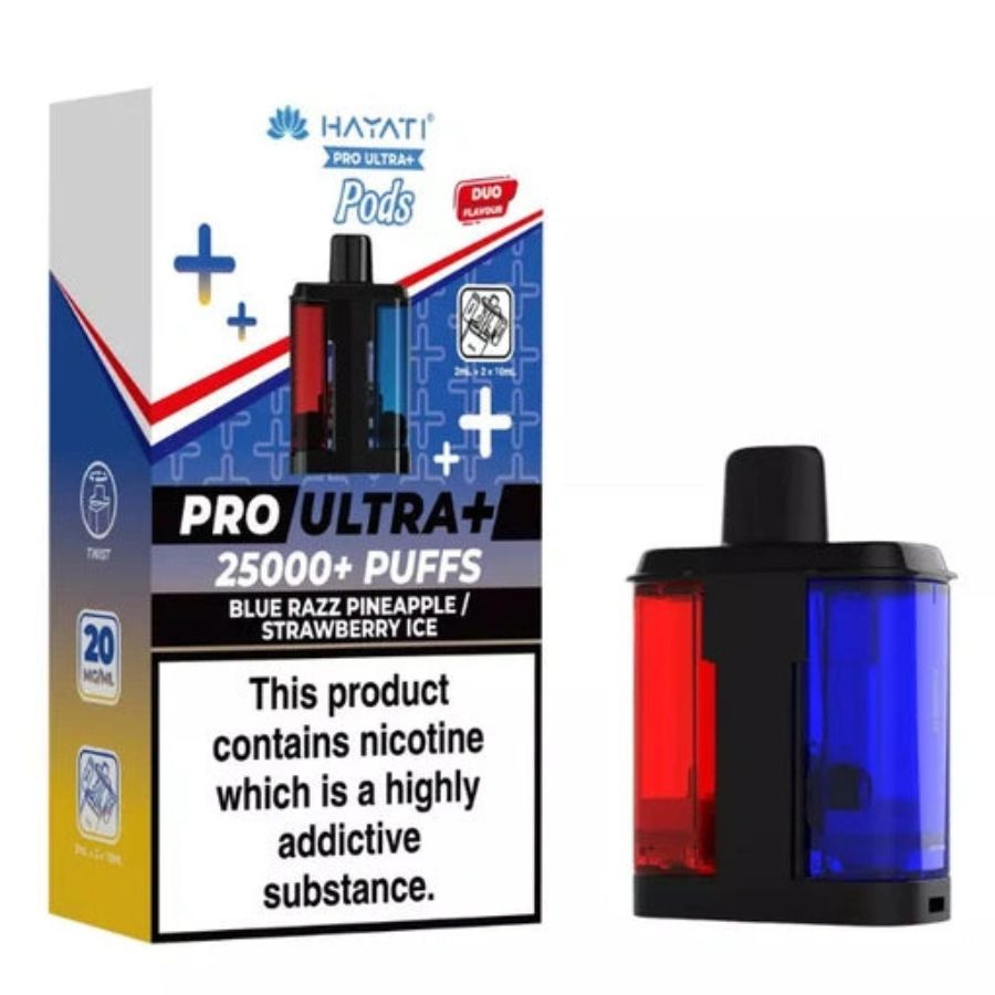 Blue Razz Pineapple / Strawberry Ice Pro Ultra Plus 25K Prefilled Pod & Refill by Hayati
