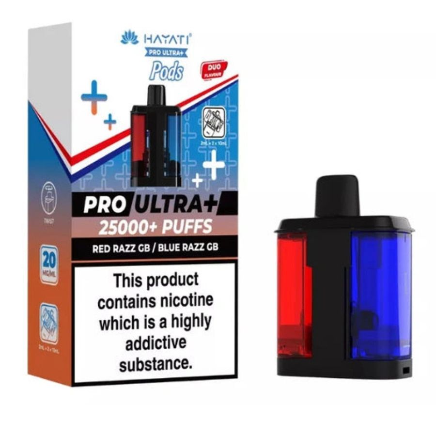 Red Razz GB / Blue Razz GB Pro Ultra Plus 25K Prefilled Pod & Refill by Hayati