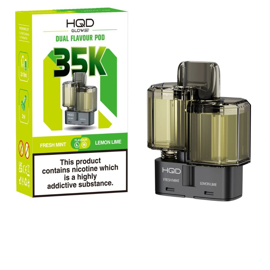 Fresh Mint & Lemon Lime Glow Air 35K Prefilled Pod & Refill by HQD