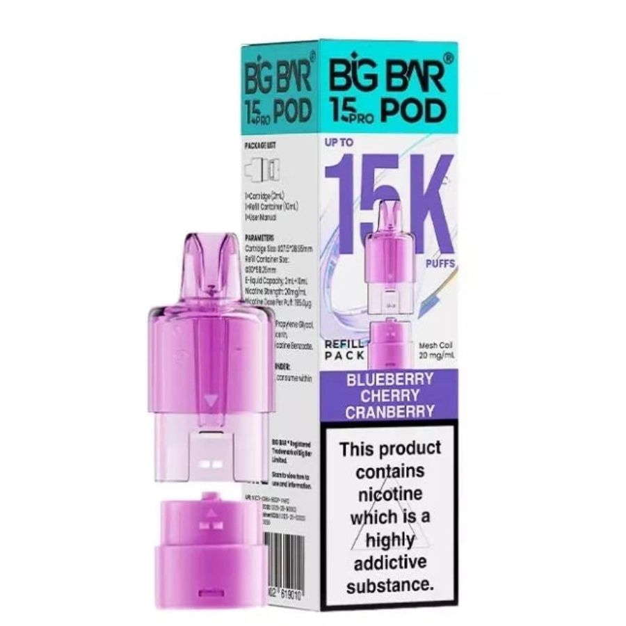 Blueberry Cherry Cranberry 15K Pro Prefilled Pod & Refill by Big Bar