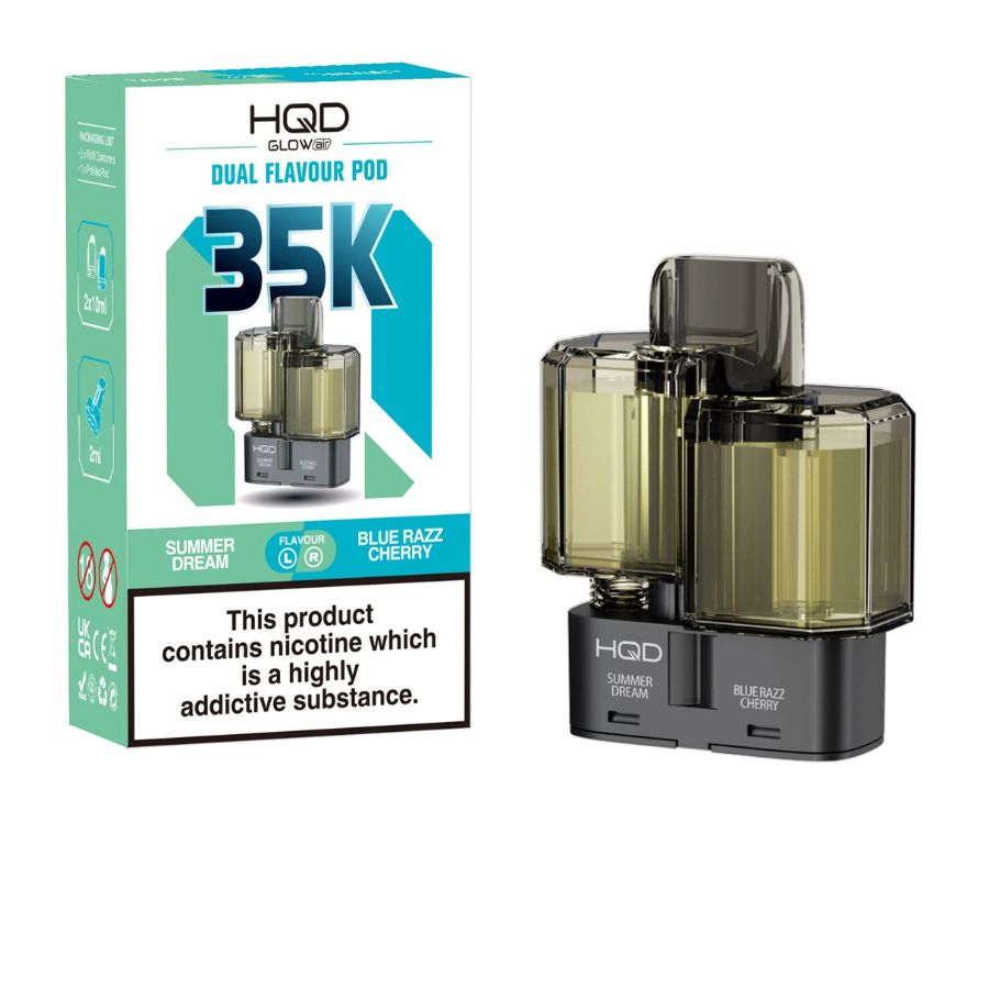 Blueberry Cherry Cranberry & Blue Razz GB Glow Air 35K Prefilled Pod & Refill by HQD