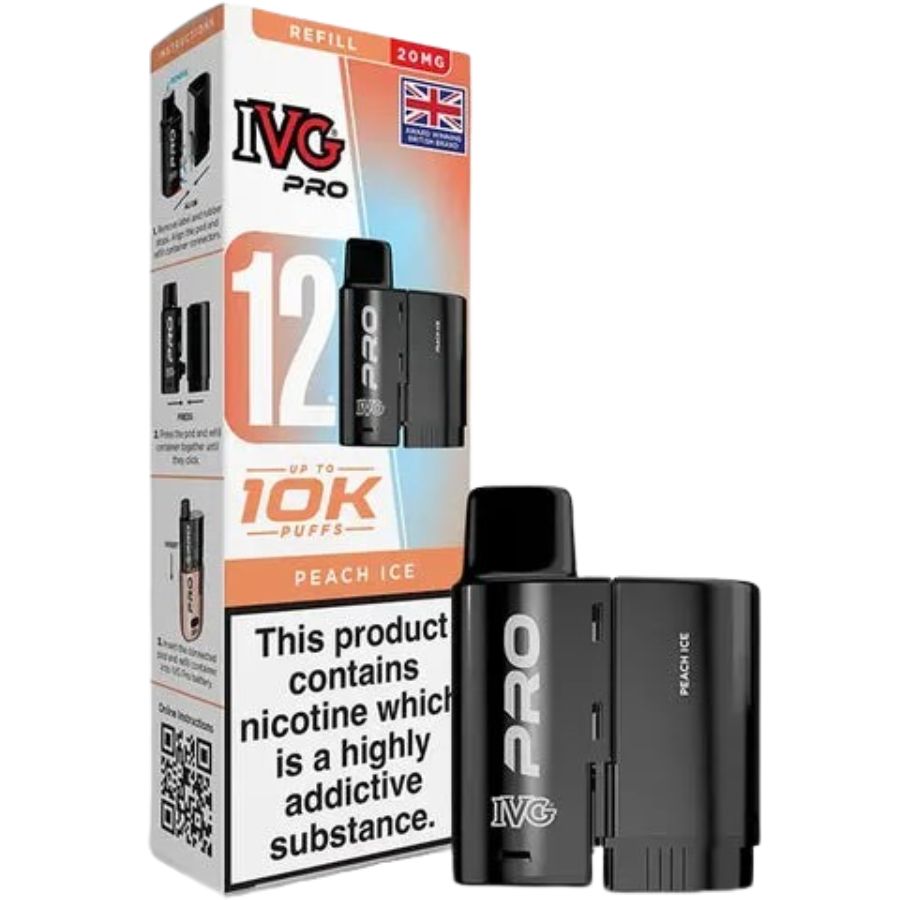 Peach Ice Pro 12 Prefilled Pod & Refill by IVG