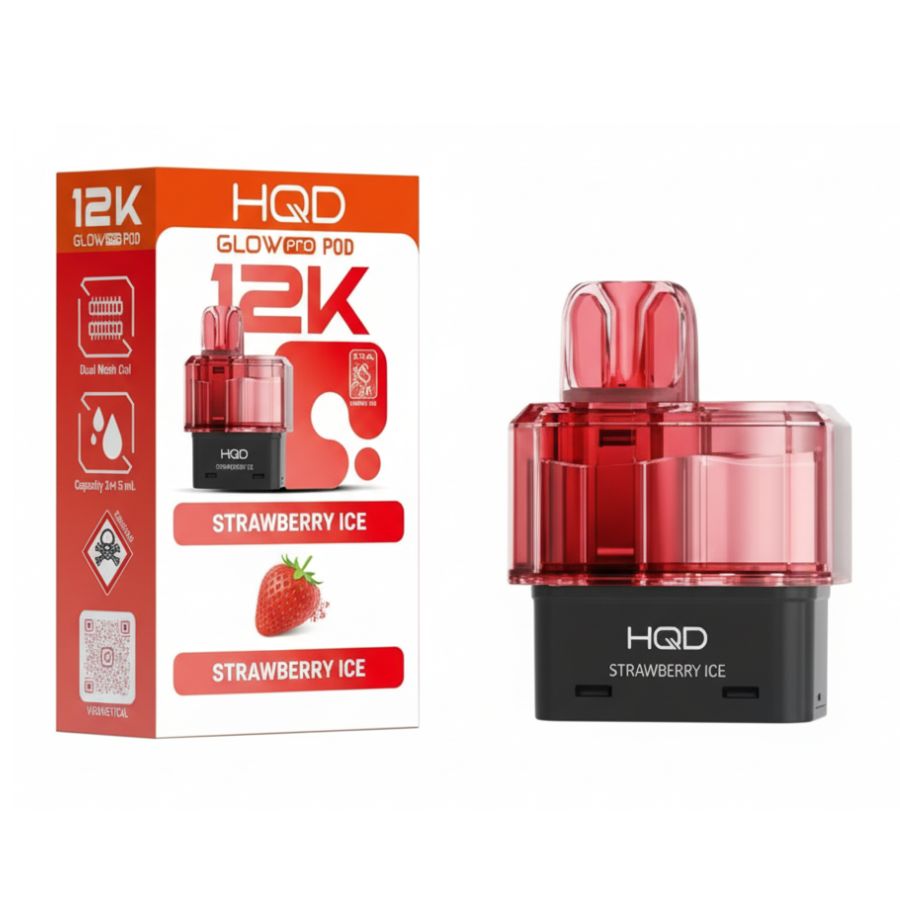 Strawberry Ice Glow Pro 12K Prefilled Pod & Refill by HQD