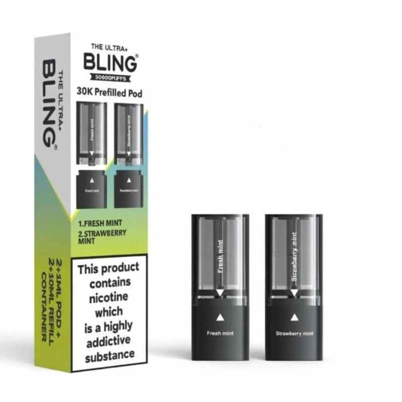 Fresh Mint / Strawberry Mint Ultra Plus 30K Prefilled Pod & Refill by The Bling