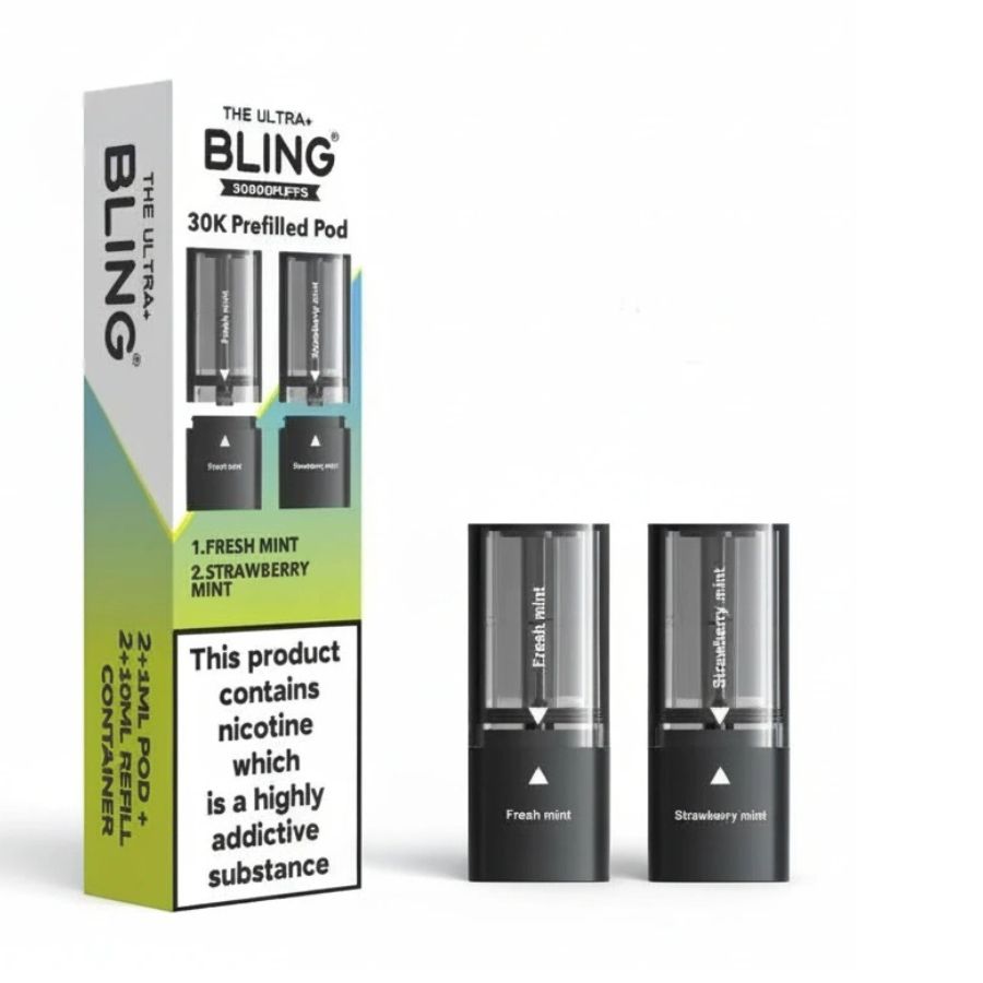 Fresh Mint / Strawberry Mint Ultra Plus 30K Prefilled Pod & Refill by The Bling