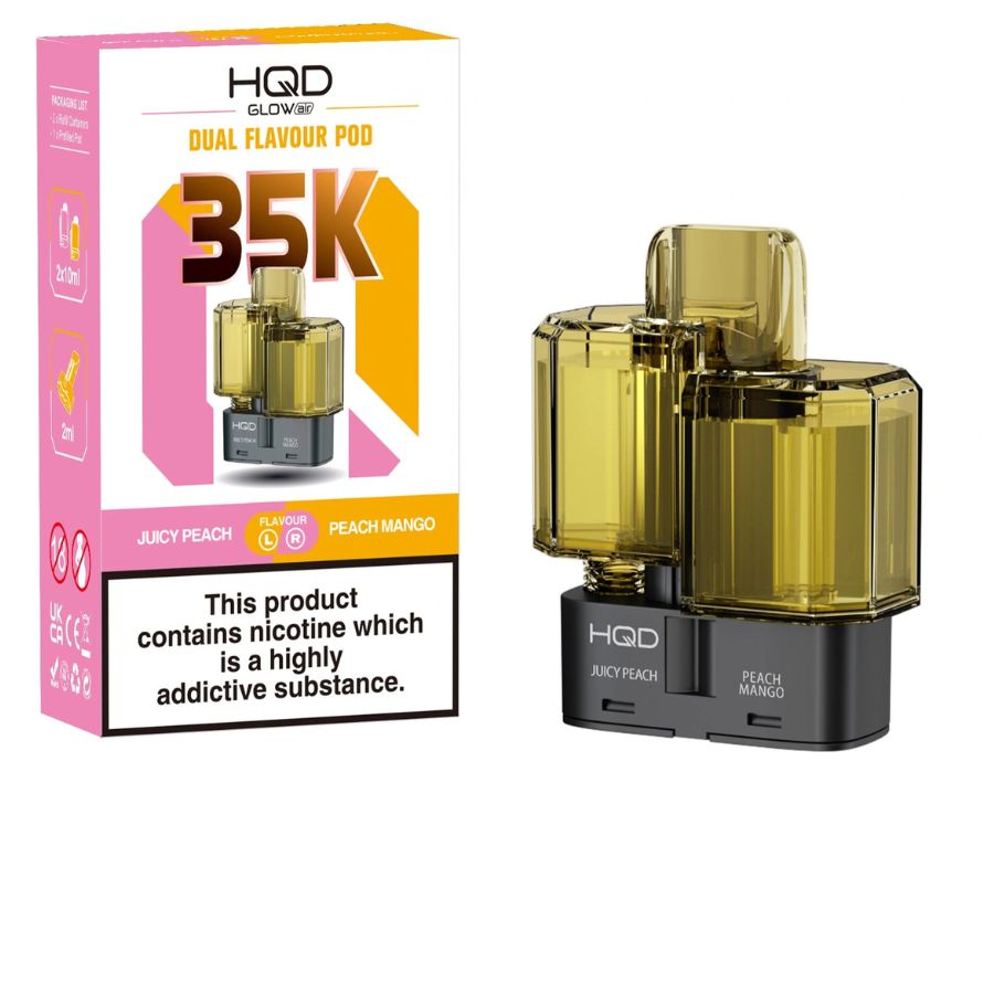 Juicy Peach & Peach Mango Glow Air 35K Prefilled Pod & Refill by HQD