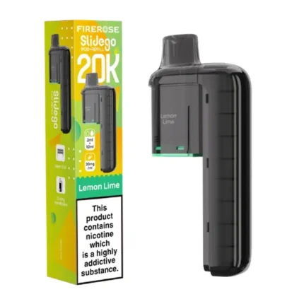 • Product Name: Lemon Lime Slidego 20K Prefilled Pod & Refill • Flavour: Lemon Lime • Puff Count: Up to 20,000 puffs • Pod Capacity: 2 ml prefilled pod + 10 ml refill container • Nicotine Strength: 20 mg nicotine salt