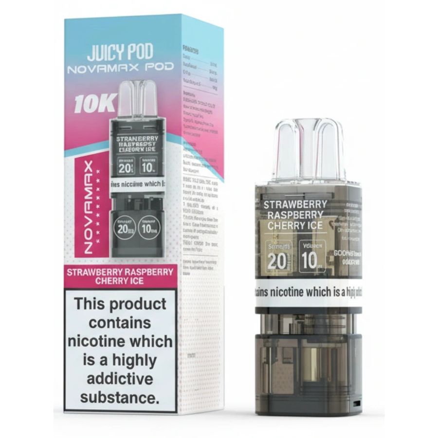 Strawberry Raspberry Cherry Ice Novamax 10K Prefilled Pod & Refill by Juicy Pod
