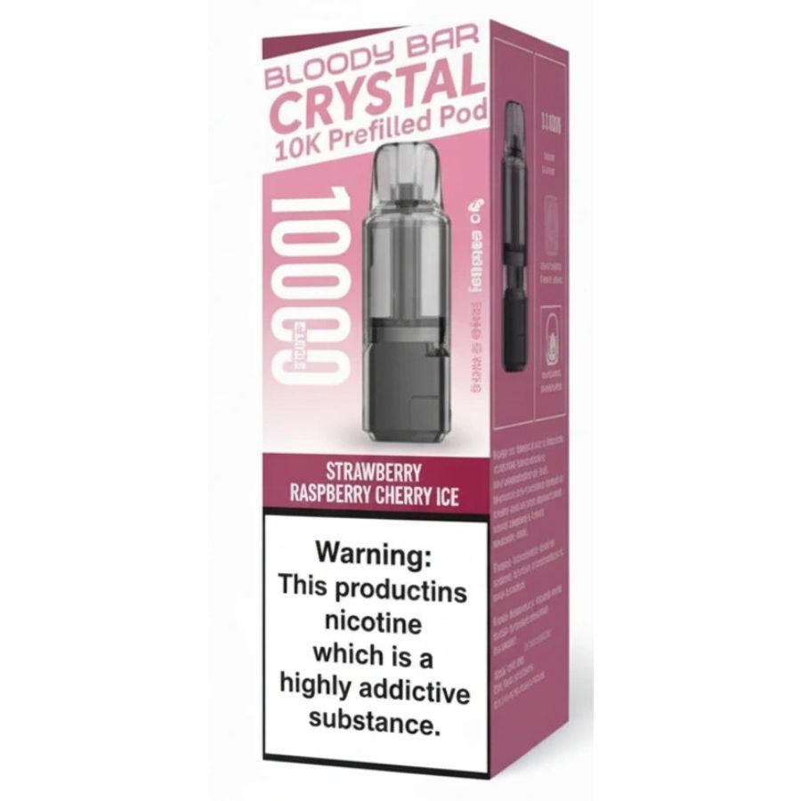 Strawberry Raspberry Cherry Ice Crystal 10K Prefilled Pod & Refill by Bloody Bar