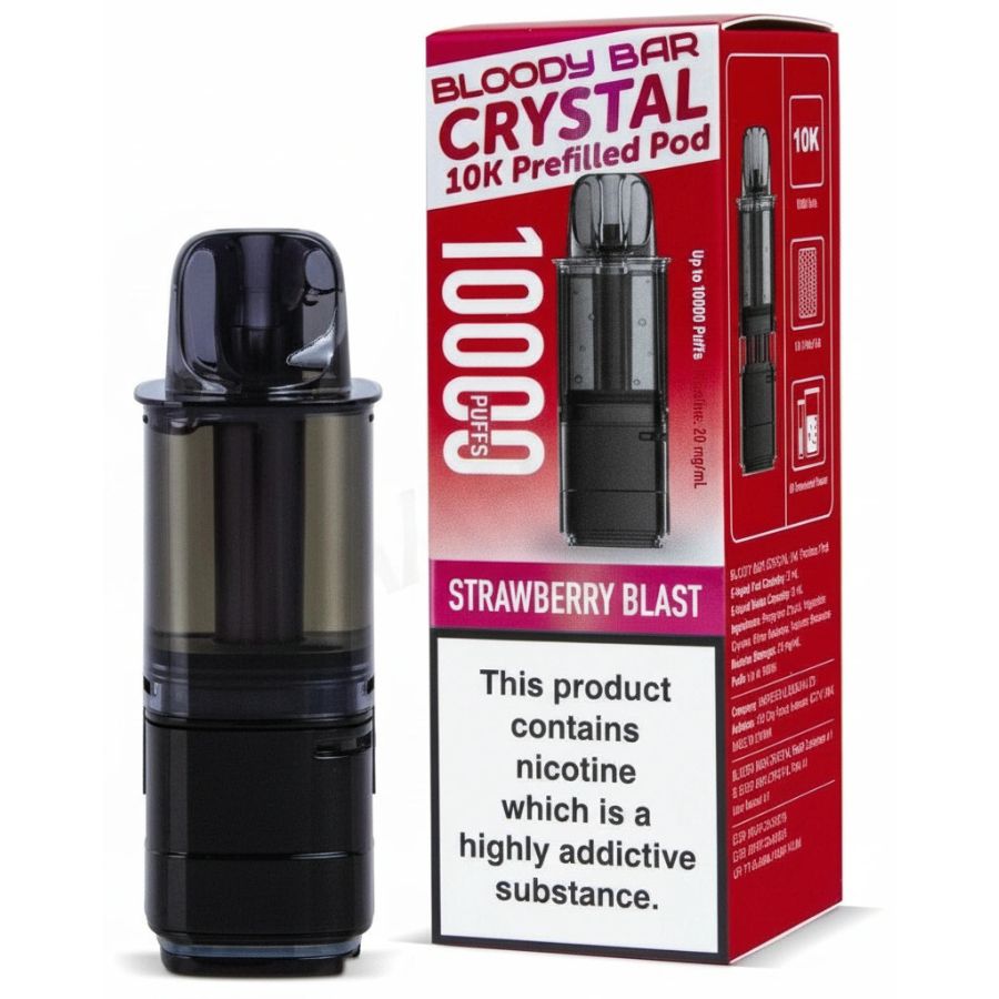 Strawberry Blast Crystal 10K Prefilled Pod & Refill by Bloody Bar