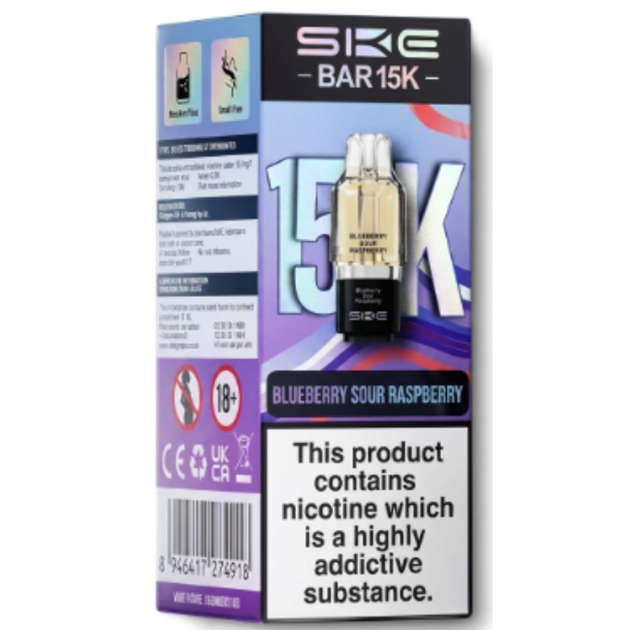 Blueberry Sour Raspberry Bar 15K Prefilled Pod & Refill by SKE
