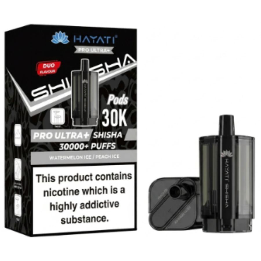 Watermelon Ice / Peach Ice Pro Ultra Plus Shisha 30K Prefilled Pod & Refill by Hayati