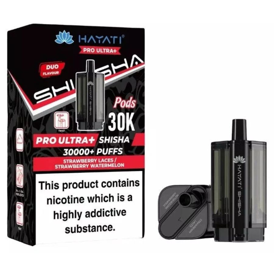 Strawberry Laces / Strawberry Watermelon Pro Ultra Plus Shisha 30K Prefilled Pod & Refill by Hayati