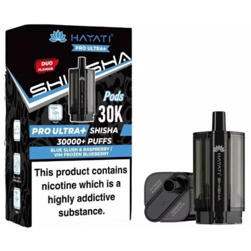 Blue Slush Raspberry / Vim Frozen Blueberry Pro Ultra Plus Shisha 30K Prefilled Pod & Refill by Hayati
