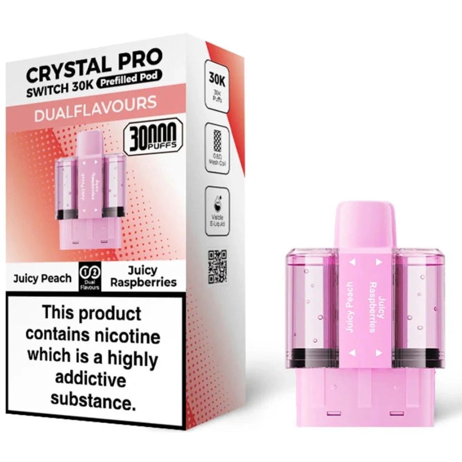 Juicy Peach / Juicy Raspberries Switch 30K Prefilled Pods by Crystal Pro
