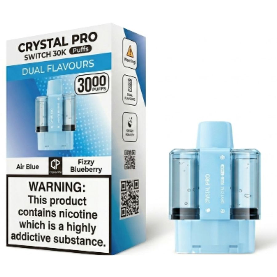 Mr Blue / Fizzy Blueberry Switch 30K Prefilled Pods by Crystal Pro