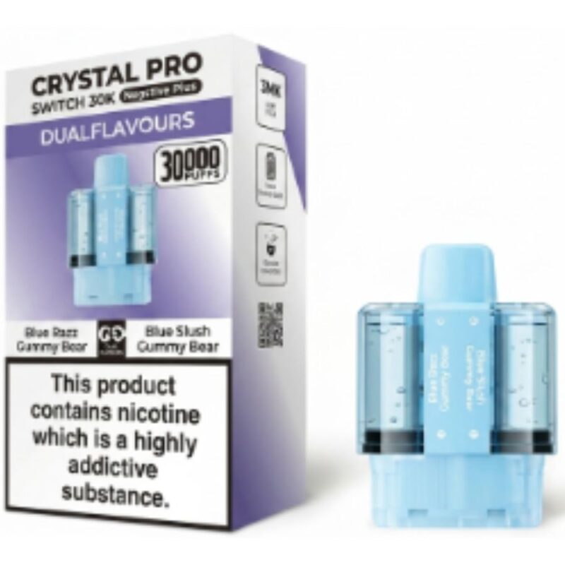 Blue Razz Gummy Bear Switch 30K Prefilled Pods by Crystal Pro